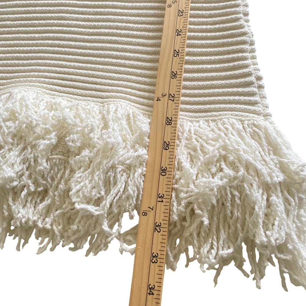Zara Women's Cream Ribbed Knit Sleeveless Mini Dress Shaggy Fringe Hem Size S - Picture 9 of 9